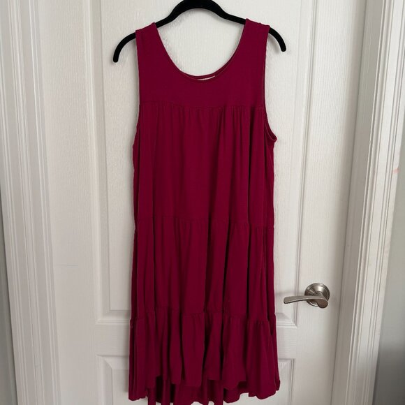Anthropologie Saturday Sunday Shanna Tiered Jersey Tunic Dress Berry Size M - Picture 3 of 11